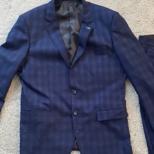 Classic Navy Checkered Men's Suit